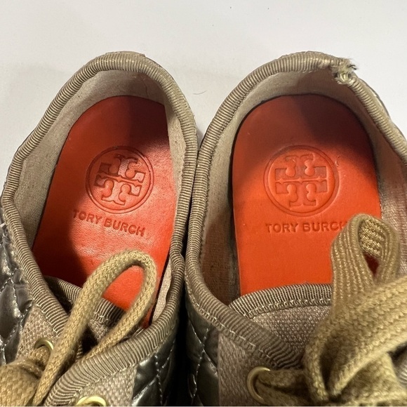 TORY Burch Caspe Lace Up Sneaker in Platinum Wheat Orange - Picture 7 of 14